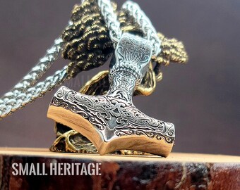 Viking Stainless Steel Mjolnir Necklace Norse Pendant Amulet Hammer Trinity