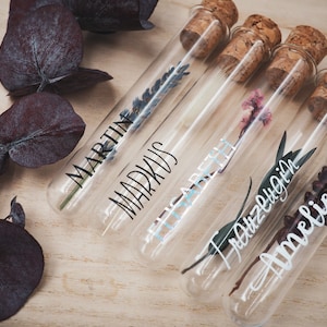 Dried flowers in a test tube, personalized