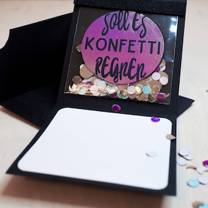 Geburtstagskarte "Für dich soll es Konfetti regnen", mit bunter Konfettitüte