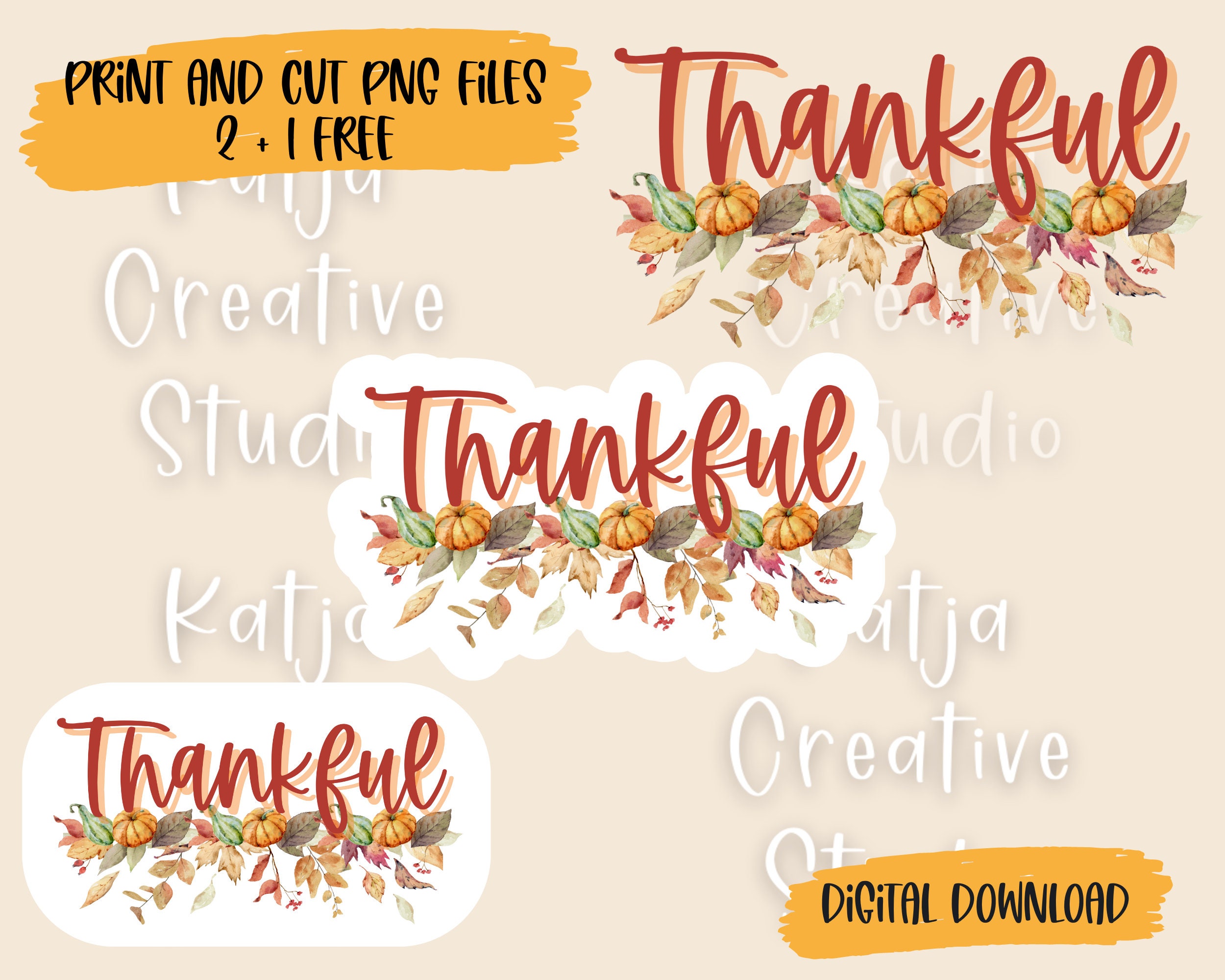 Thanksful Sticker THANKFUL STICKER for Planner and Callendar, PNG File, Print Then Cut ...
