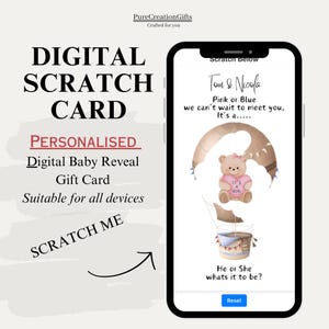 Carte à gratter numérique personnalisée, garçon ou fille ?, à personnaliser avec un nom ou un message, pour mobile, ordinateur portable ou tablette, pour fille