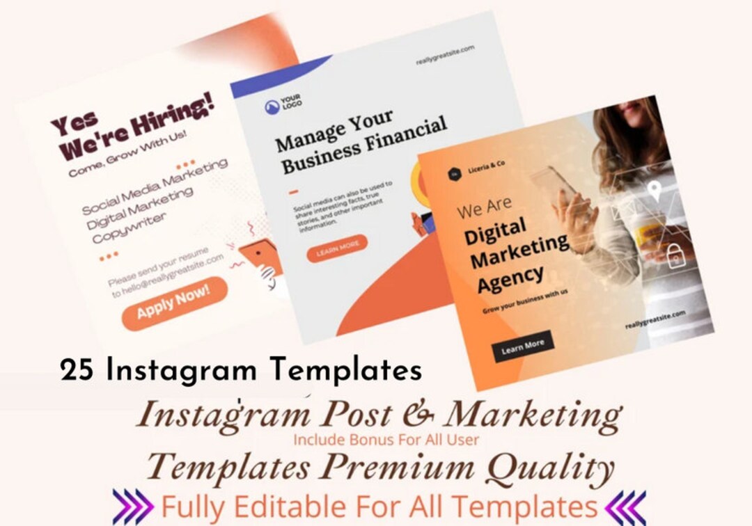 Editable Instagram Post Templates Canva | Feminine Business Branding ...