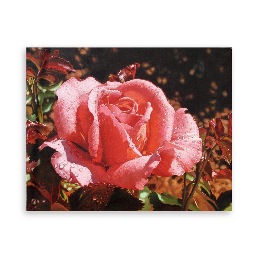Rose Red Wall Art Print Canvas Decoration 50 X 40 Cm - Etsy