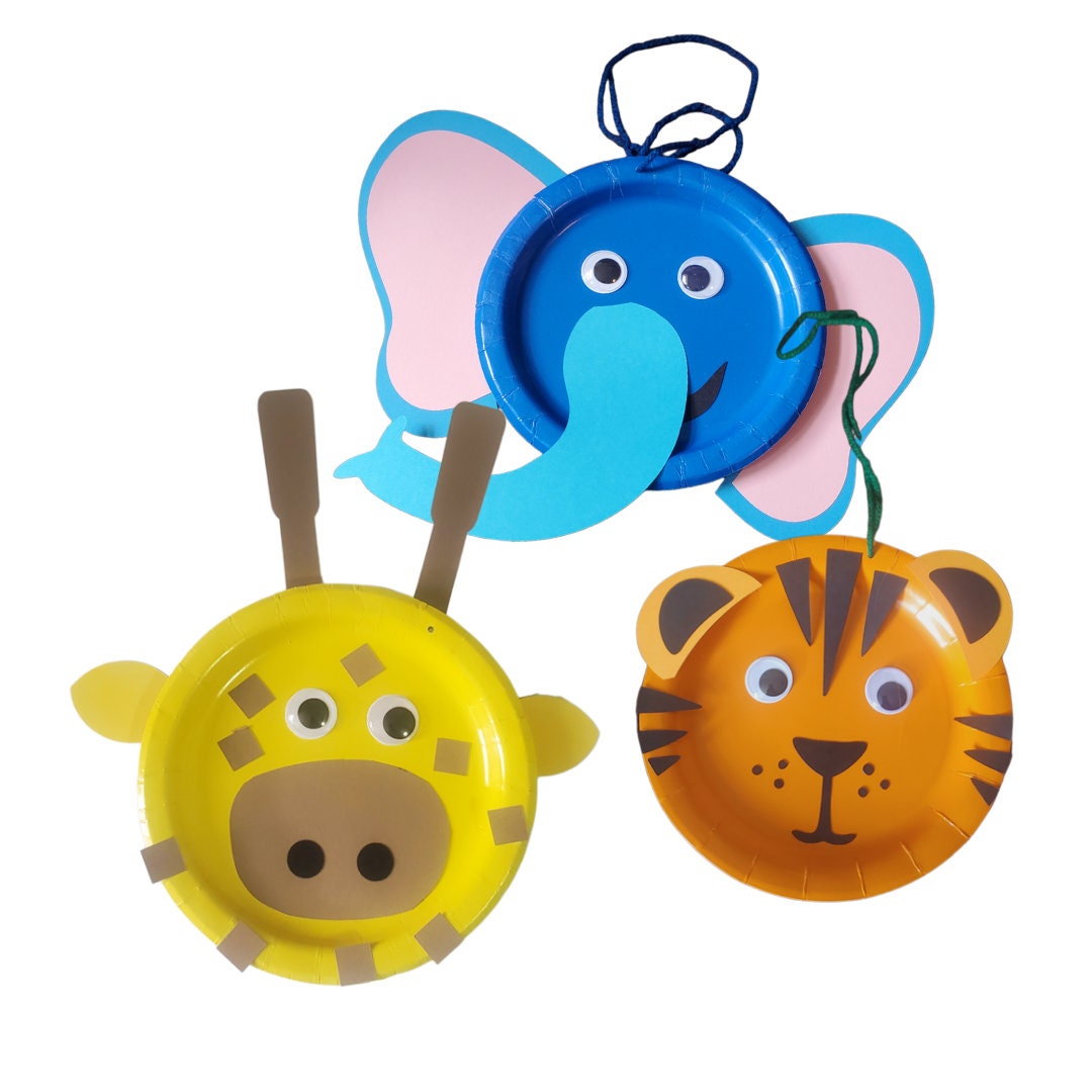 Safari Animal Paper Plate Craft Kit Set of 3 Giraffe Etsy