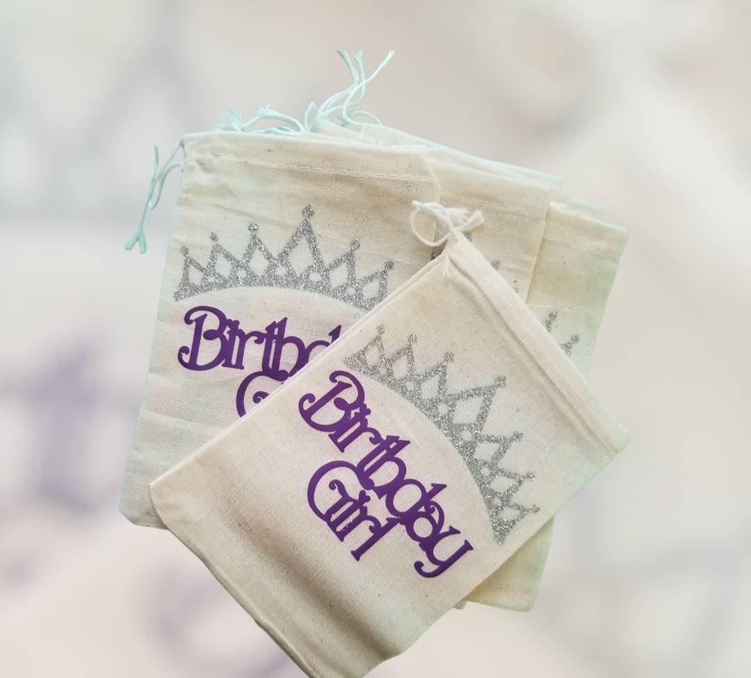 Birthday Girl Party Favor Bags Personalized Purple & Silver Etsy