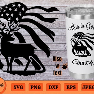 God&#39;s Country Deer and Flag SVG, Distressed American Flag, Deer Hunting Svg, Deer Svg, US Flag Svg, Patriotic, gift for Hunter, Hunter Svg