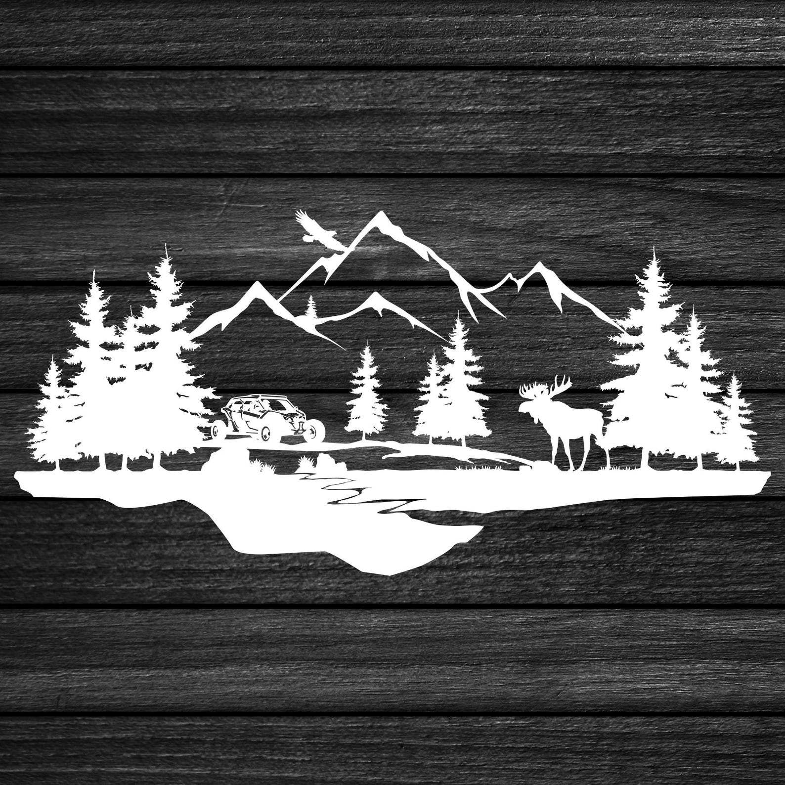 Moose Riders Svg Moose and Side by Side Outdoor Scene SVG, Mountains Landscape, Digital ...