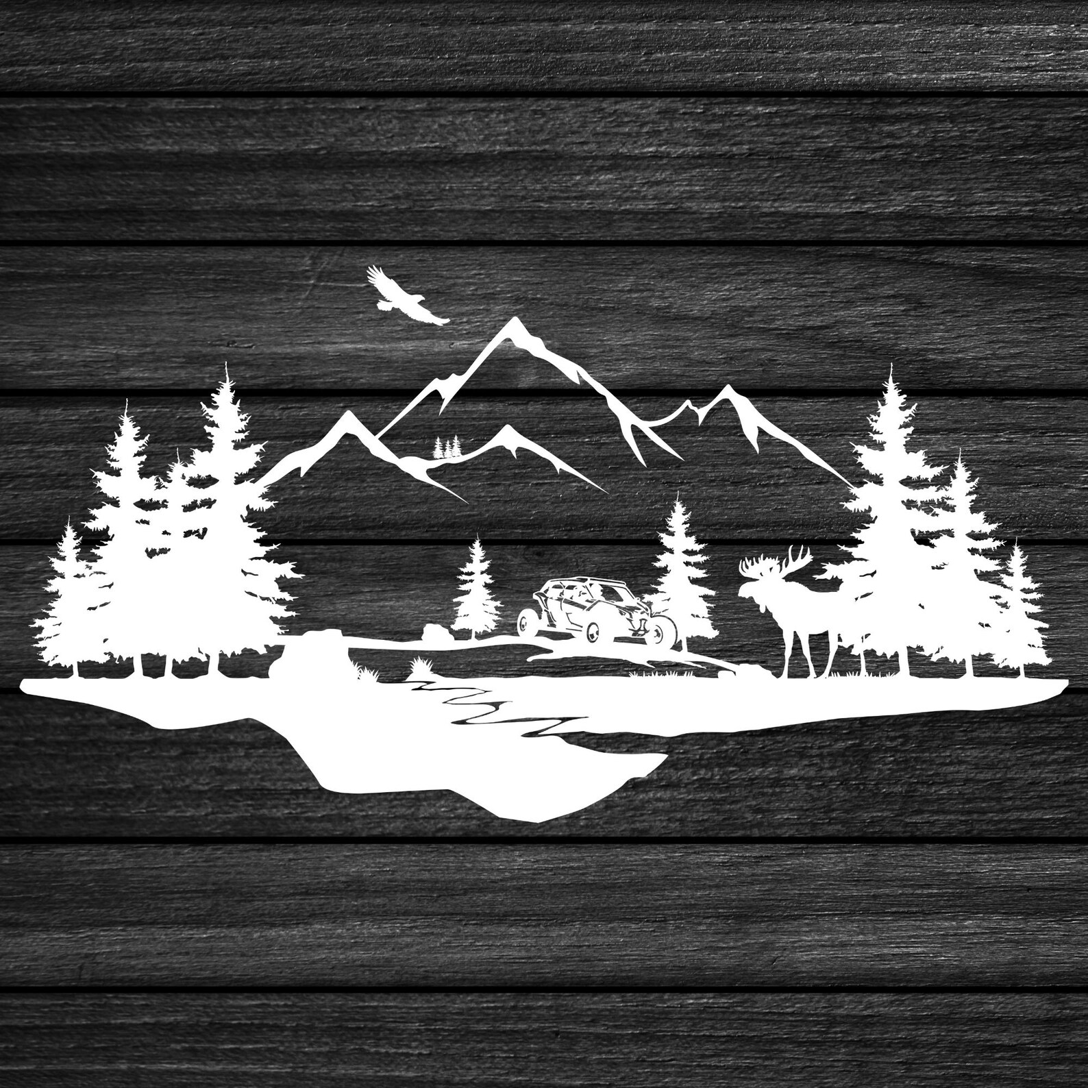 Moose Riders Svg Moose and Side by Side Outdoor Scene SVG, Mountains Landscape, Digital ...