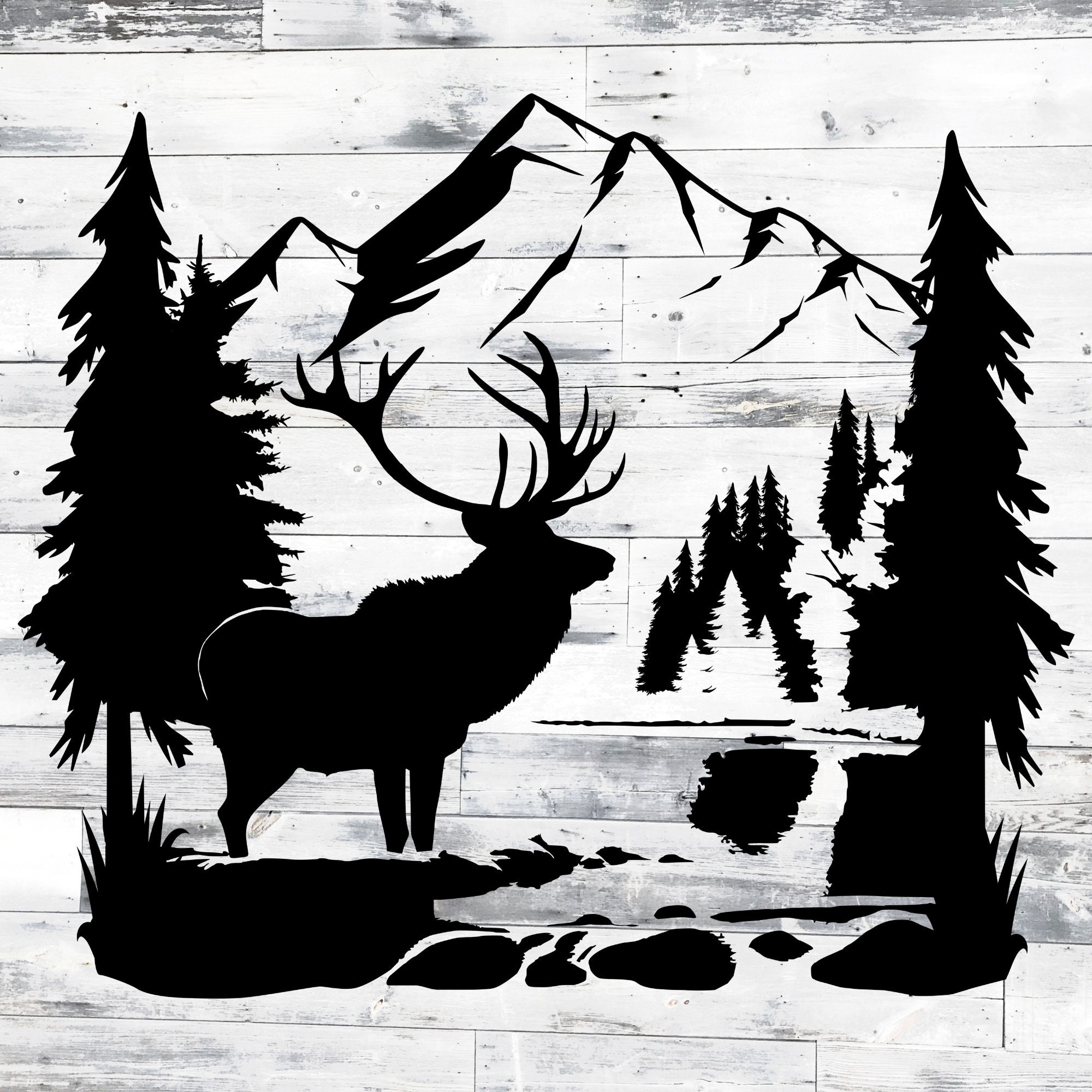 Elk Rack Svg Elk Scene SVG Bundle, Mountains and Elk Family Landscape, Elk ...