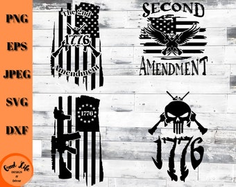 Second Amendment SVG Bundle, 2nd Amendment US Flag, 1776 Gun Rights Digital Download for Cricut Cut File, Patriotic Right to Bear Arms SVG