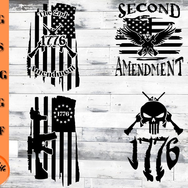 Second Amendment SVG Bundle, 2nd Amendment US Flag, 1776 Gun Rights Digital Download for Cricut Cut File, Patriotic Right to Bear Arms SVG