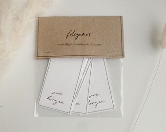 Gift tag “from the heart” | white / black | 8cm x 4.1cm | soft cardboard