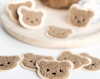 Iron-on Teddy Bear Patch, Set of 2, Brown, Fluffy, Children's Clothing Applique, Baby DIY Clothes Repair