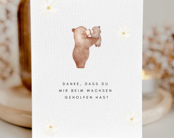 Karte Hebamme Dankeskarte Geburtshilfe Geschenk Baby Dankeschön Wertschätzung Postkarte Beste Hebamme  Bären Mutter Kind Geburt Danke | A6