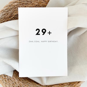 Biglietto di compleanno minimalista "29+ Il numero non importa, buon compleanno" Biglietto divertente ed elegante Auguri di compleanno senza tempo Trentesimo compleanno