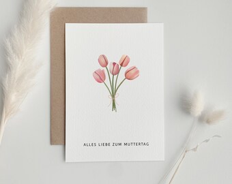 beautiful card for Mother's Day | black / white / pink | 10.5 cm x 14.8 cm | 300g/m2 postcard chromo cardboard