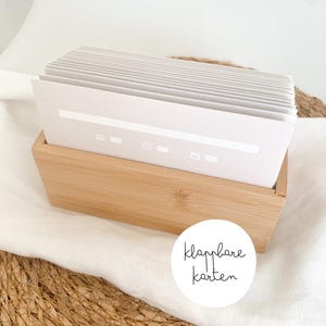 Set van 20 receptenkaarten, opvouwbaar, beige receptencollectie om te labelen, houten doos, minimalistische receptendoos, recepten, cadeau-idee, keuken, houten doos | A6