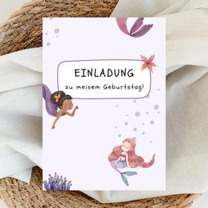 Einladung Kindergeburtstag Meerjungfrau Einladungskarten Mädchen Party Deko Meerjungfrau Geburtstag Karte drucken personalisierbar | A6