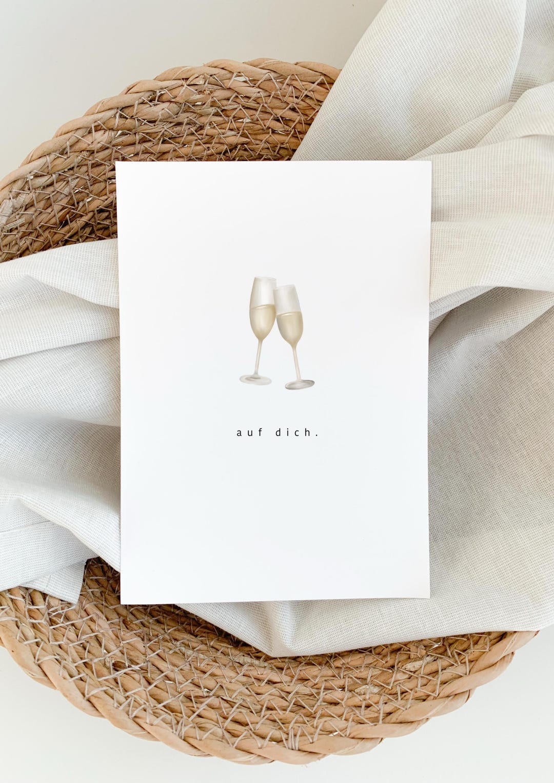 Roses Bouquet Champagne Glasses Woman Her Birthday Card - Groceries