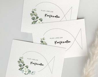 beautiful card for confirmation | black / white / green | 10.5cm x 14.8cm | 300g/m2 postcard chromo cardboard