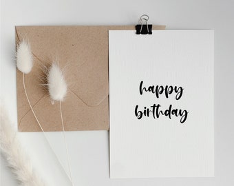 minimalist birthday card "happy birthday" | black/white | 10.5cm x 14.8cm | 300g/m2 postcard chromo cardboard