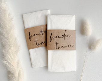 minimalistic banderoles for handkerchiefs “Tears of Joy” | brown / black | 4cm x 13cm | soft cardboard