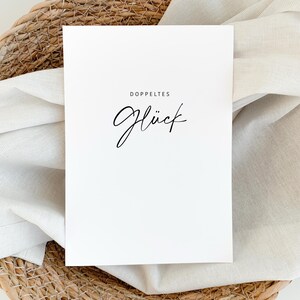 Pregnancy Announcement Card Twins Baby Expectant Parents Birth Card Pregnancy Announcement Pregnancy Double Happiness | A6