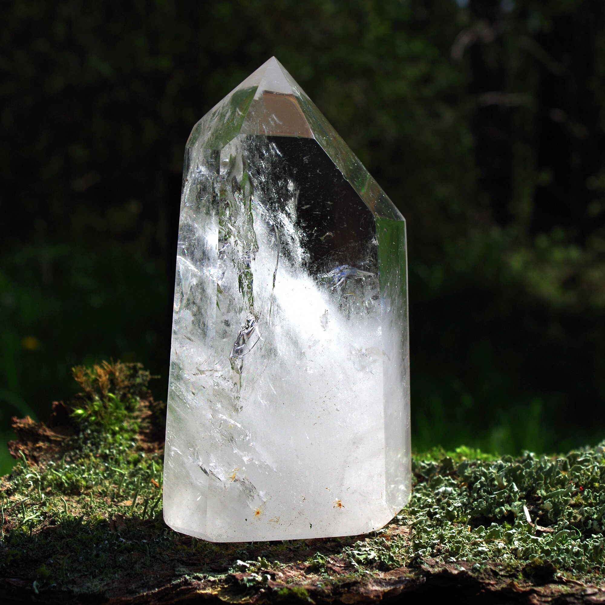 Large Clear Quartz Polished Crystal, Rainbows, Madagascar, 606 grams