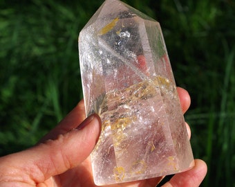 Lively Clear Quartz Crystal Point, Polished, Madagascar, 433 grams