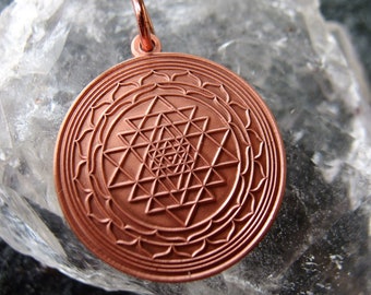 Copper Shri Yantra Pendant, Activated Shree Yantra