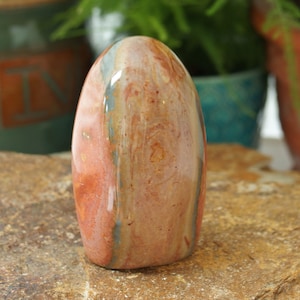 Natural Polychrome Jasper Freeform Polish, Self-Standing, Madagascar, 266 grams