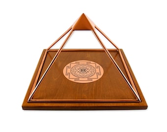 Meru Pyramid - Handmade Copper Pyramid with activated Shri Yantra, Charging, Energizing, Feng Shui, Meditation etc.