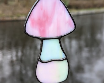 Stained Glass Pink Mushroom Hanging Decoration Witch Goth Unique Gift