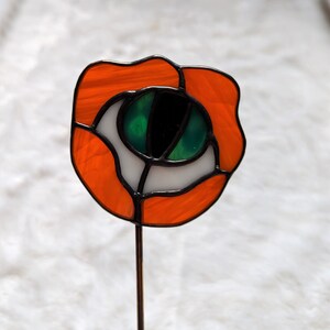 Stained Glass Orange Flower Eye Plant Stake Witch Goth Unique Gift, Plant Lover, Eyeball image 5