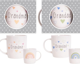 New Grandparents Mugs Set Grandma and Grandad Gifts from Grandson, Granddaughter, Grandchildren, Christmas, Anniversary Presents, Cups Set