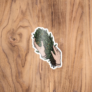 Stickers Autocollant plantes mains pour ordinateur ou téléphone