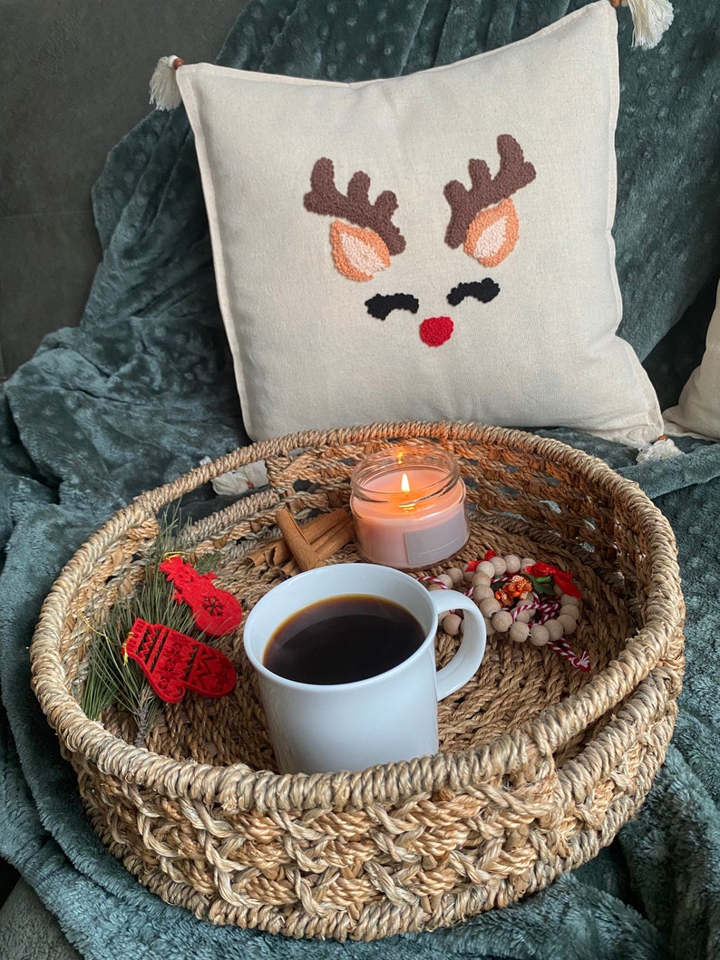 Christmas Embroidered Pillow Case New Year Decorative Pillow Etsy