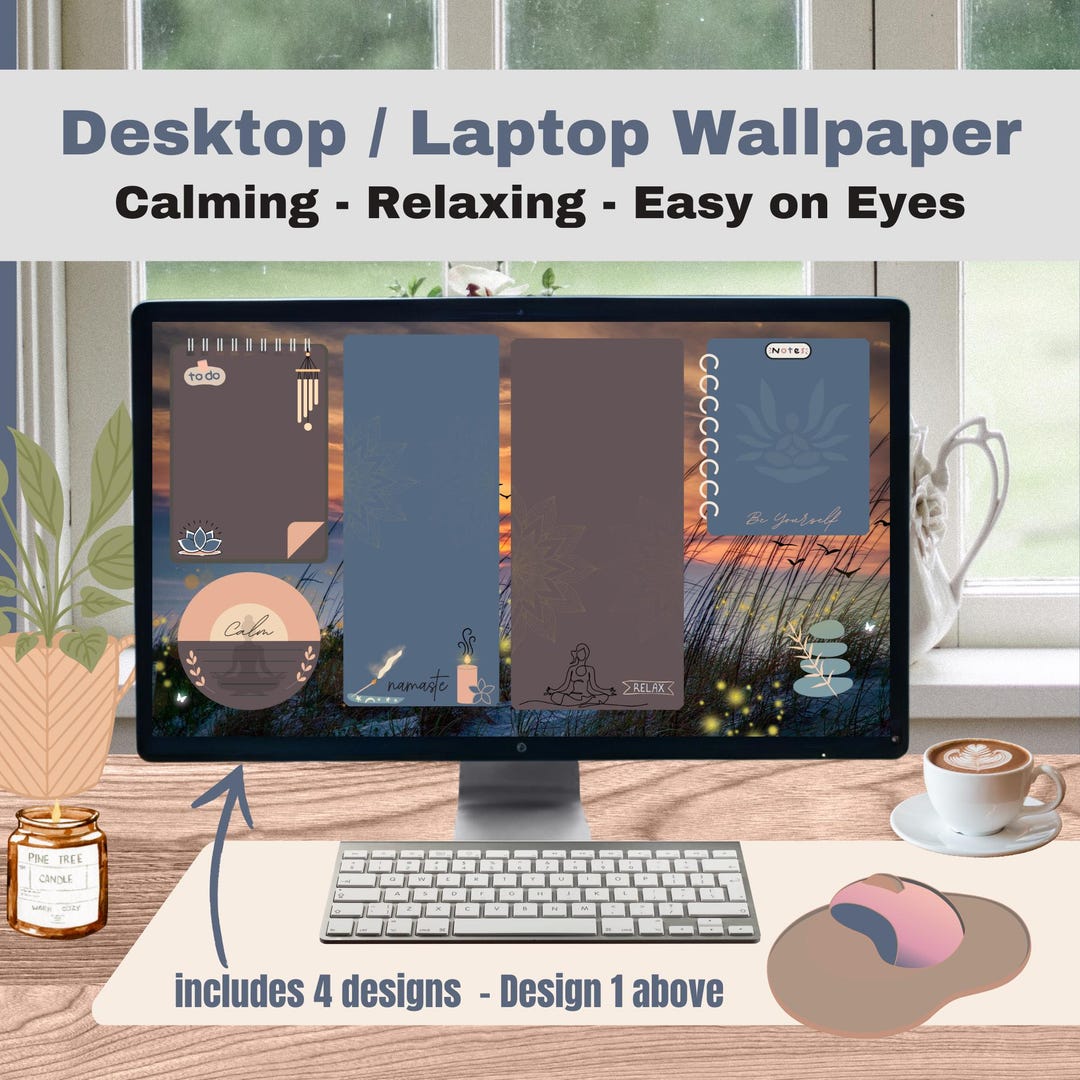 Non Stimulating Computer Background Calming Workspace Wallpaper: Zen Digital Desktop Backgrounds (digital ...