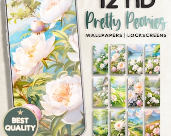 Peony Flower Phone Wallpaper: 12 Spring & Summer Designs (Digital Download)