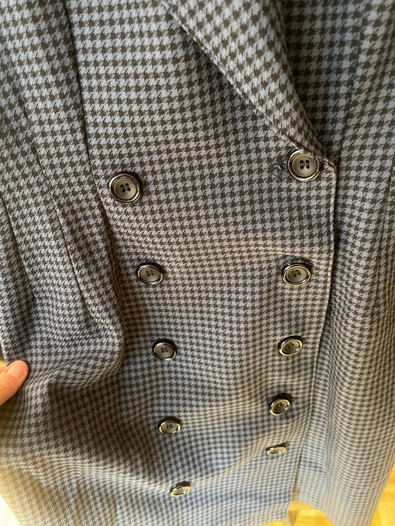 Vintage 80s double-breasted navy houndstooth blaz… - image 3