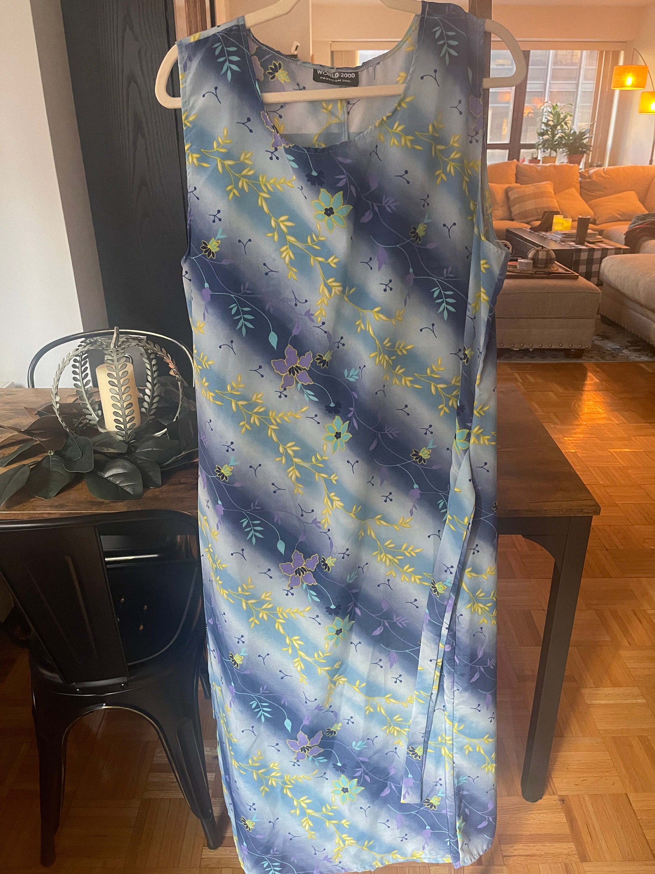 Vintage Y2K Baby Blue and Yellow Floral Maxi Dress Etsy