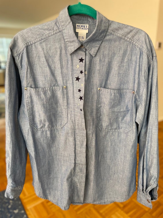 Vintage 90s Oversized Denim Button-Down Chambray S