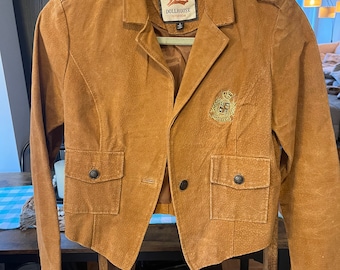 Vintage 90s tan genuine suede blazer size small by Dollhouse