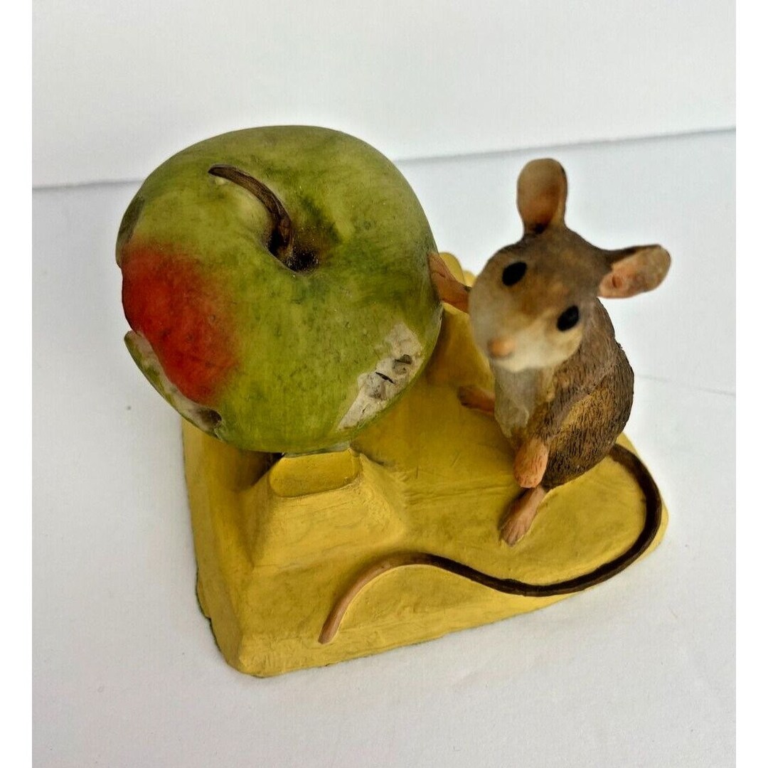 Coalport Fine Art Figurine Mouse Eating an Apple Hand Painted Figurine