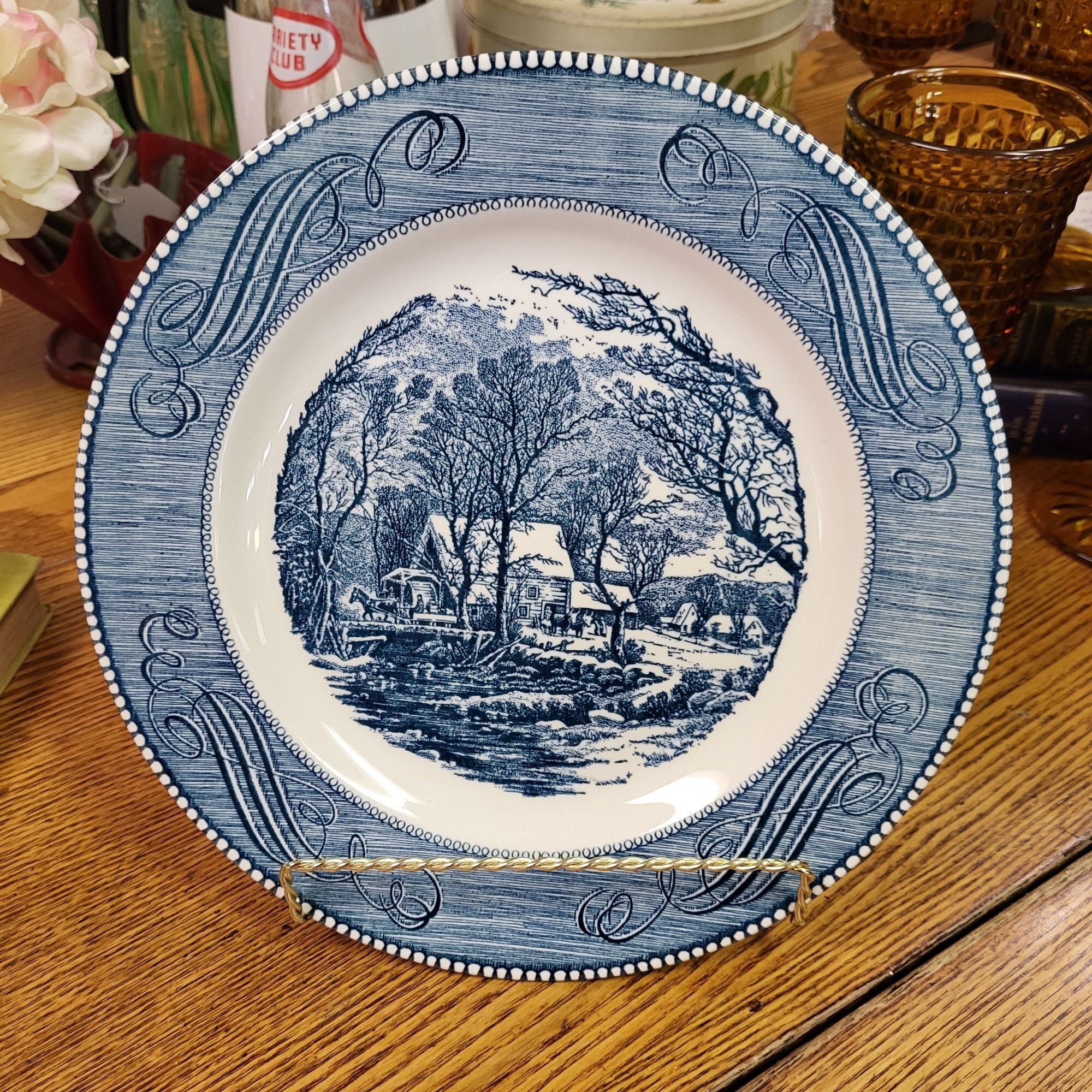 Plate currier Ives the Old Grist Mill Dinner Plate Etsy
