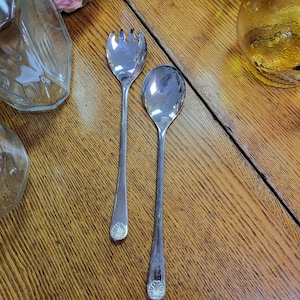 Vintage Italian Salad Utensils, W.A. Silver Plate Spoon & Fork 60&#39;s/70&#39;s