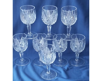 American Brilliant Period Coral Gables Pattern Aperitif Glasses, Set of 8 Cordial Stemware