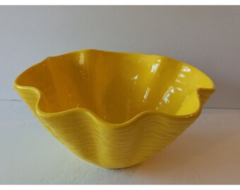 Yellow Royal Haeger Bowl, Made in USA, MCM Decorative Centerpiece