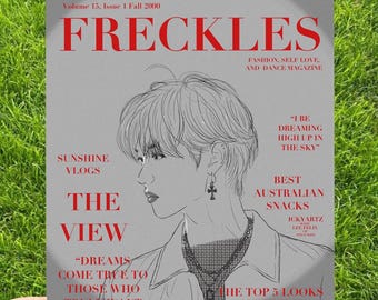 skz felix magazine sketch kpop print