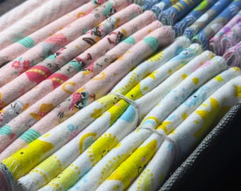 12 Handmade Flannel Cloth Wipes Set, Reusable Cotton Baby Wipes (6x6")